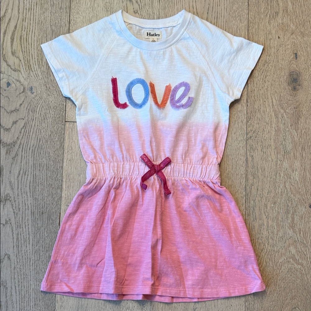 Hatley Pink & White “Love” Dress – Girls Size 5, 100% Cotton, NWOT